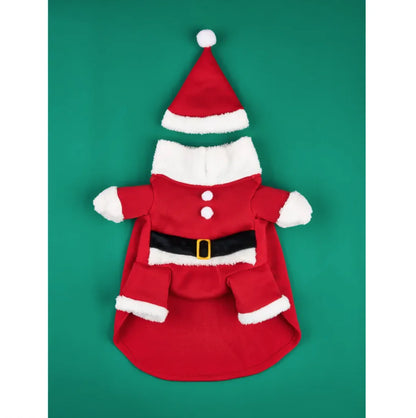 Festive Christmas pet costume for small dogs with Santa design.