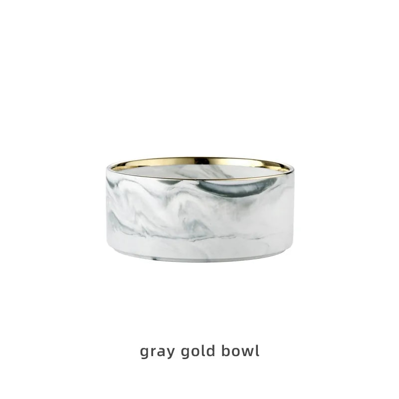 Marbling Ceramic Double Skål - Gray Gold Bowl / 5 x 13 CM