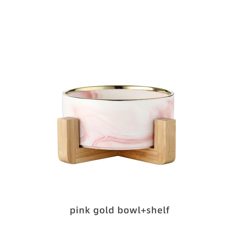 Marbling Ceramic Double Skål - Pink Gold Stand / 5 x 13 CM