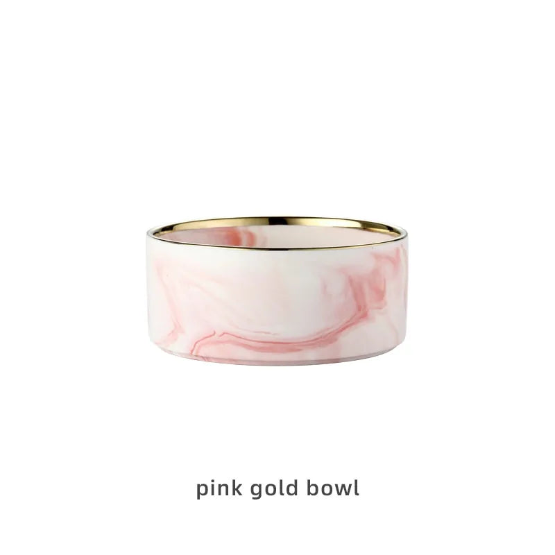 Marbling Ceramic Double Skål - Pink Gold Bowl / 7 x 15.5 CM