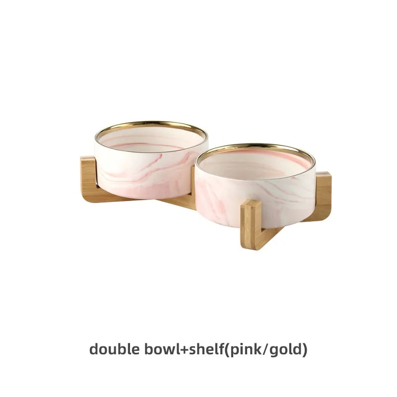 Marbling Ceramic Double Skål - Pink Gold Double / 5 x 13 CM