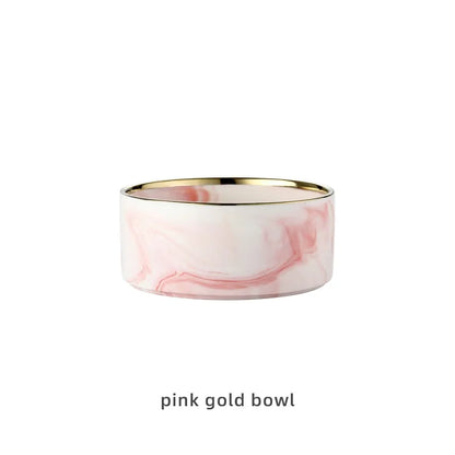 Marbling Ceramic Double Skål - Pink Gold Bowl / 5 x 13 CM