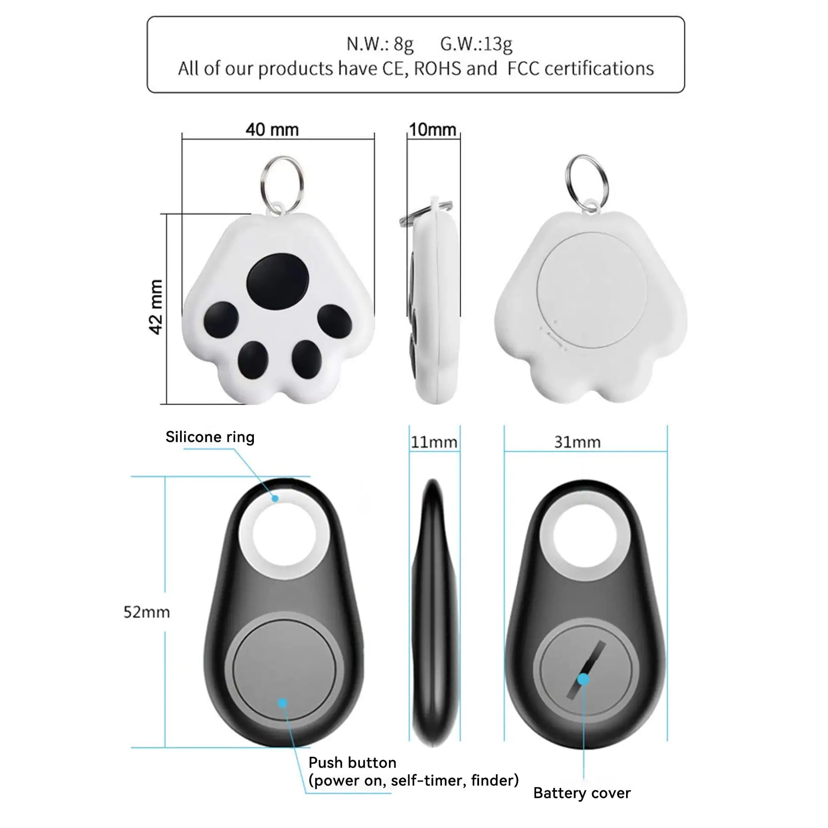 Paw GPS Tracker för husdjur med realtidsspårning och vattentålig design.